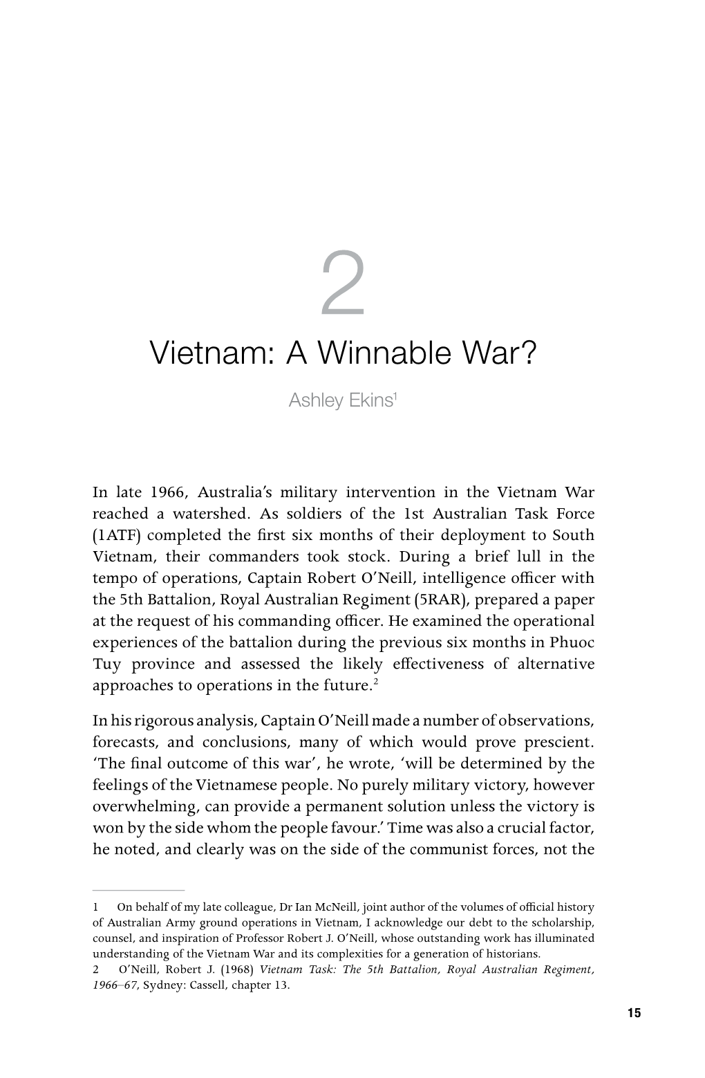 Vietnam: a Winnable War? Ashley Ekins1