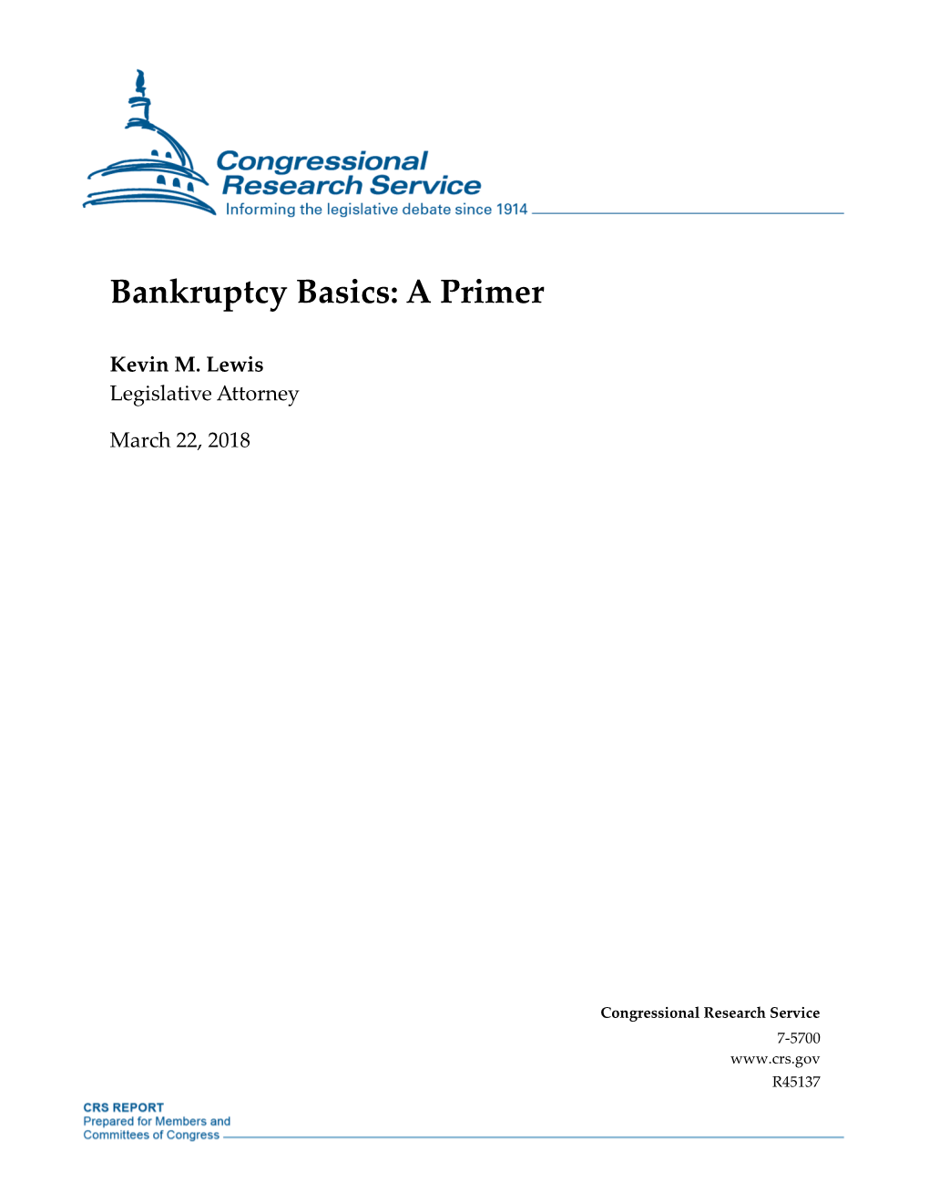 Bankruptcy Basics: a Primer