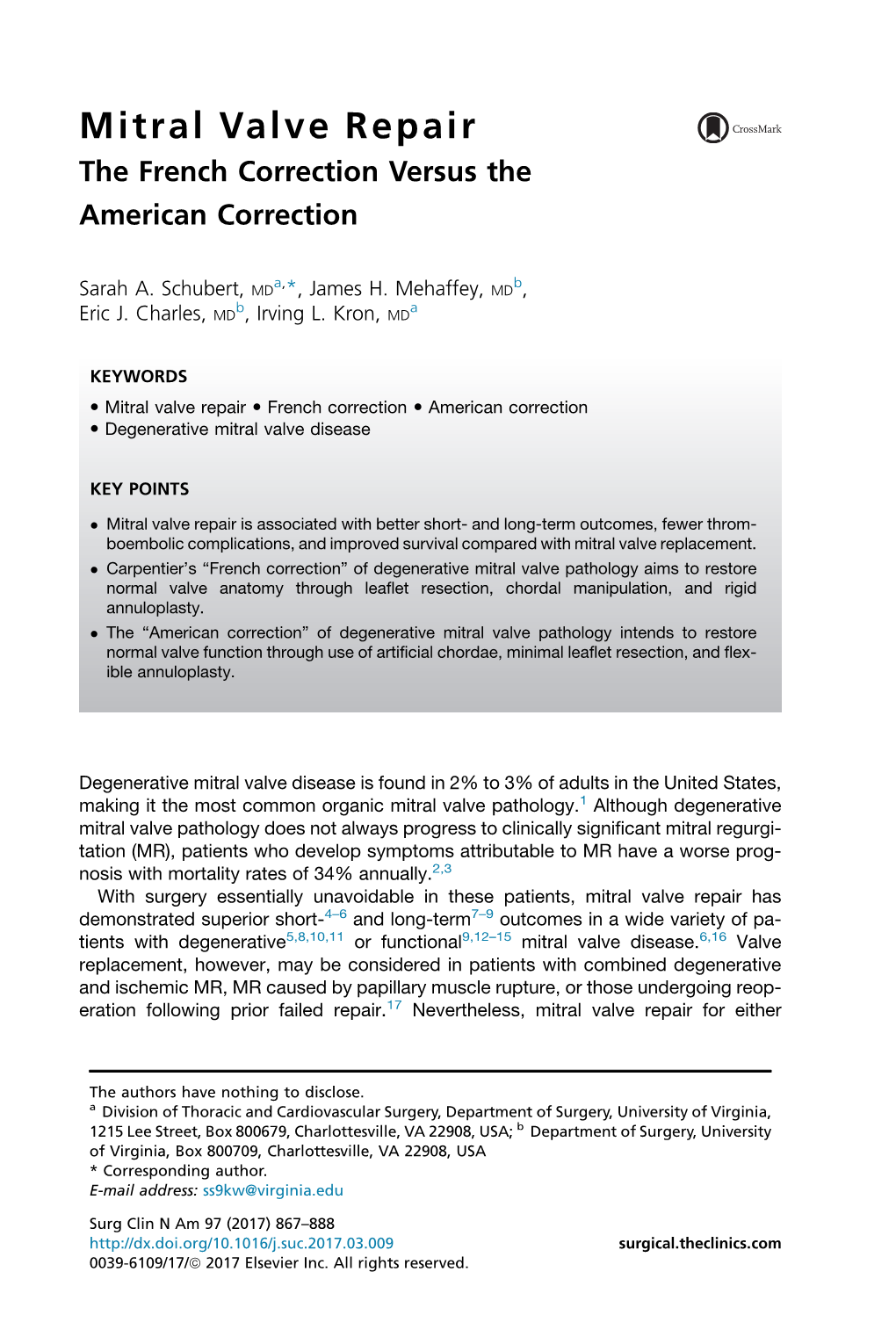 Mitral Valve Repair the French Correction Versus the American Correction