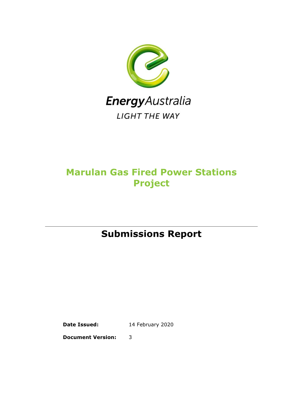 Marulan Gas Fired Power Stations Project Submissions Report