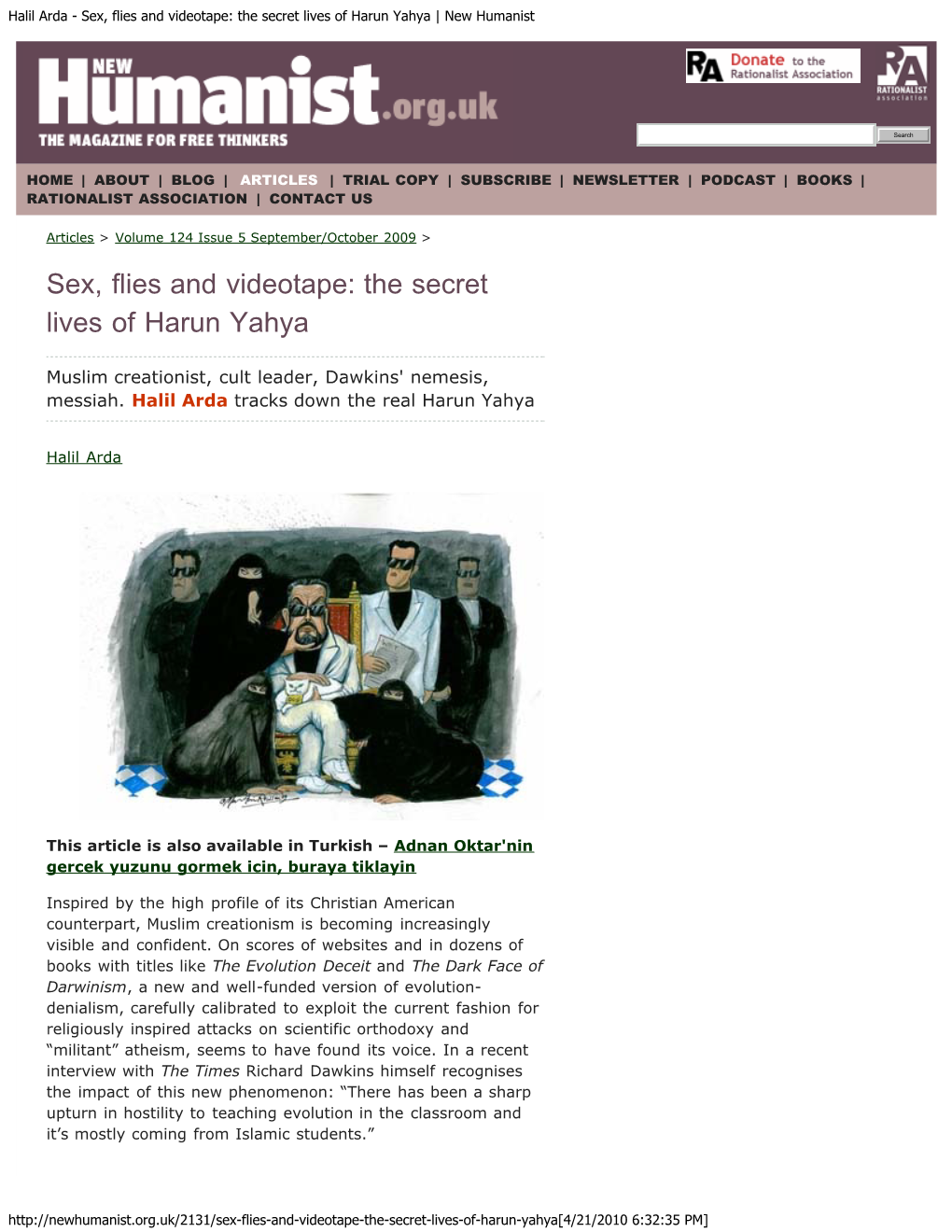 Halil Arda - Sex, Flies and Videotape: the Secret Lives of Harun Yahya | New Humanist