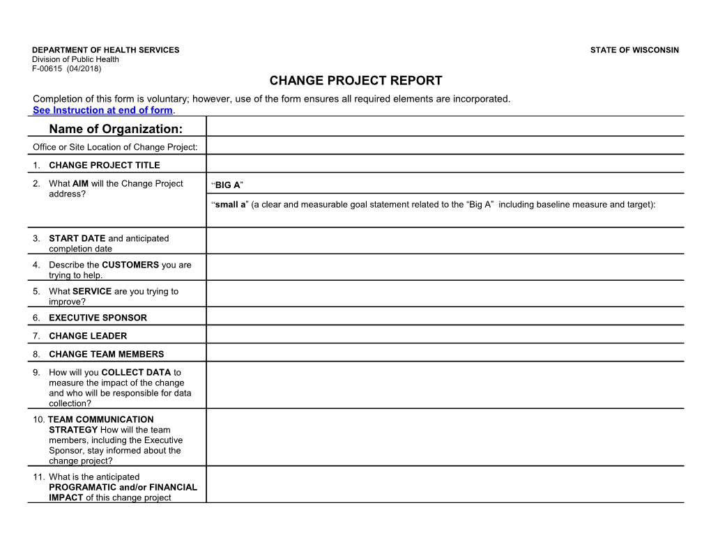 Change Project Report, F-00615