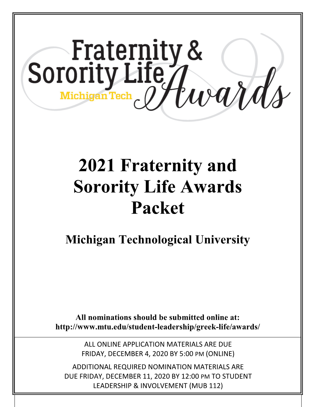 2021 Fraternity and Sorority Life Awards Packet