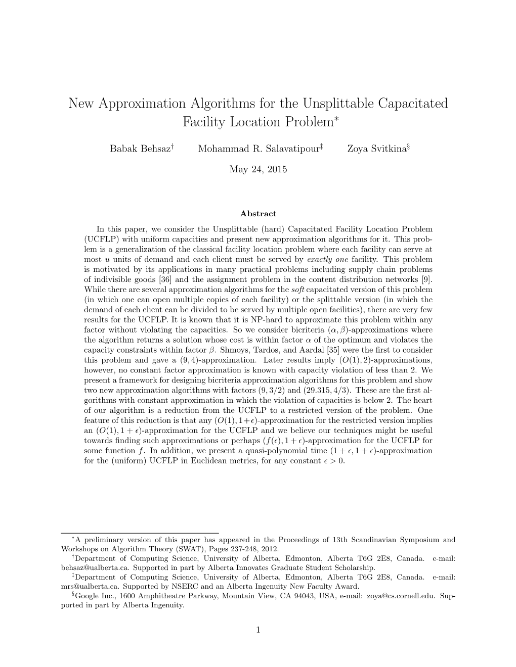 New Approximation Algorithms for the Unsplittable Capacitated Facility Location Problem∗