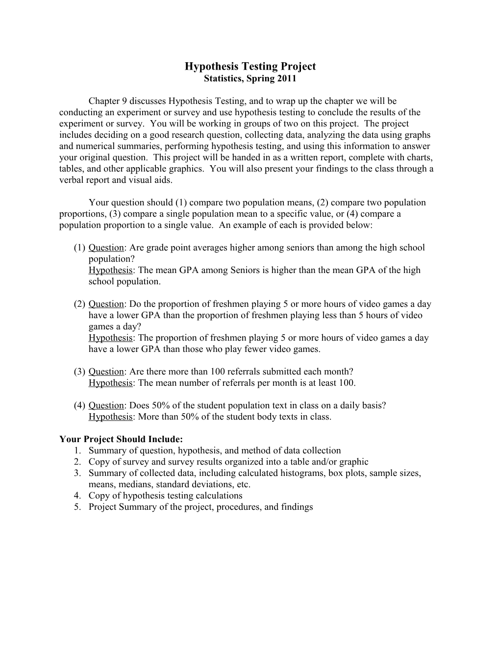 Hypothesis Testing Project