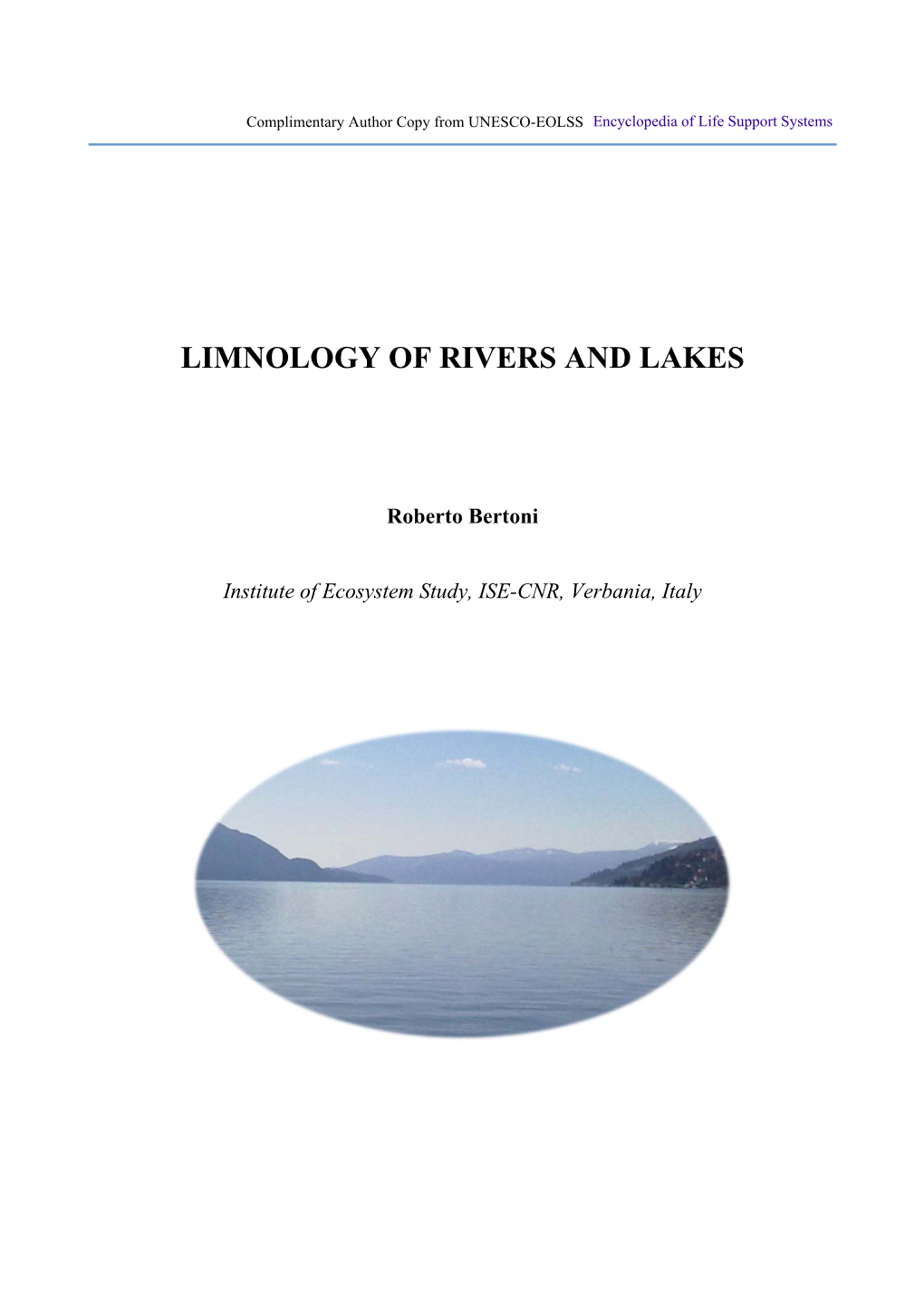 Limnology of Rivers and Lakes
