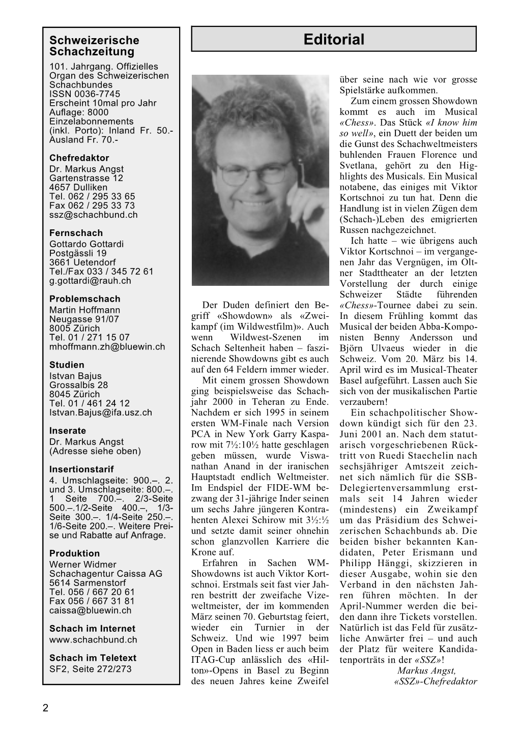 Schweizerische Schachzeitung 2001