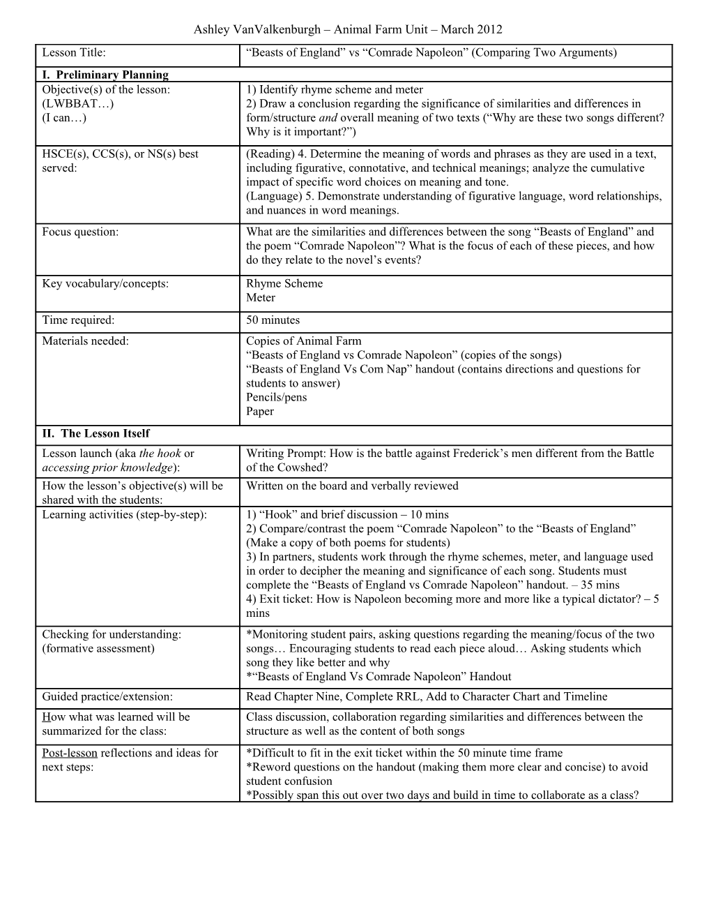 The Perfect Lesson Plan Format (Vers