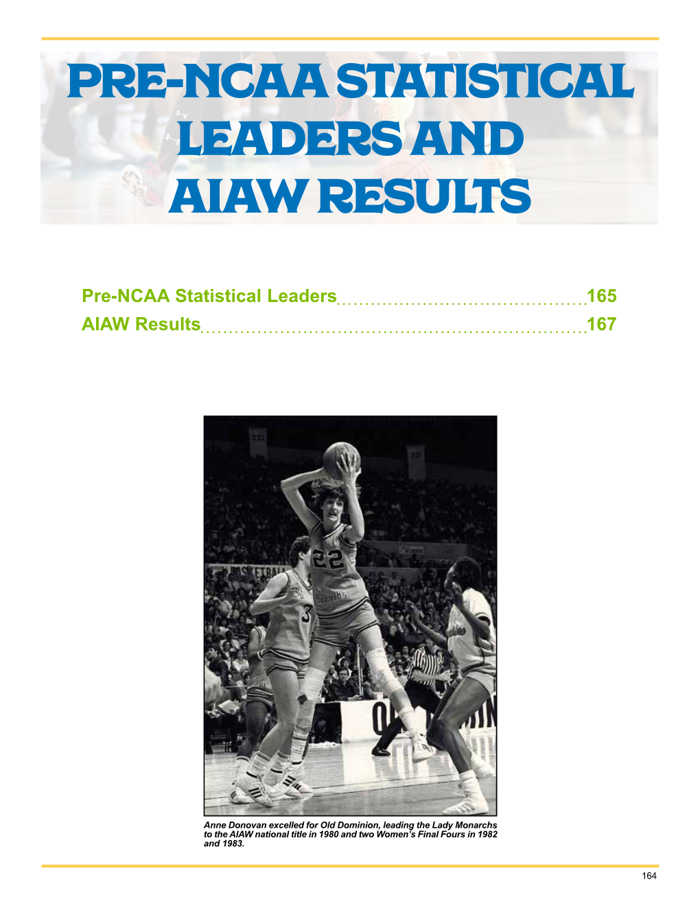 Pre-Ncaa Statistical Leaders and Aiaw Results