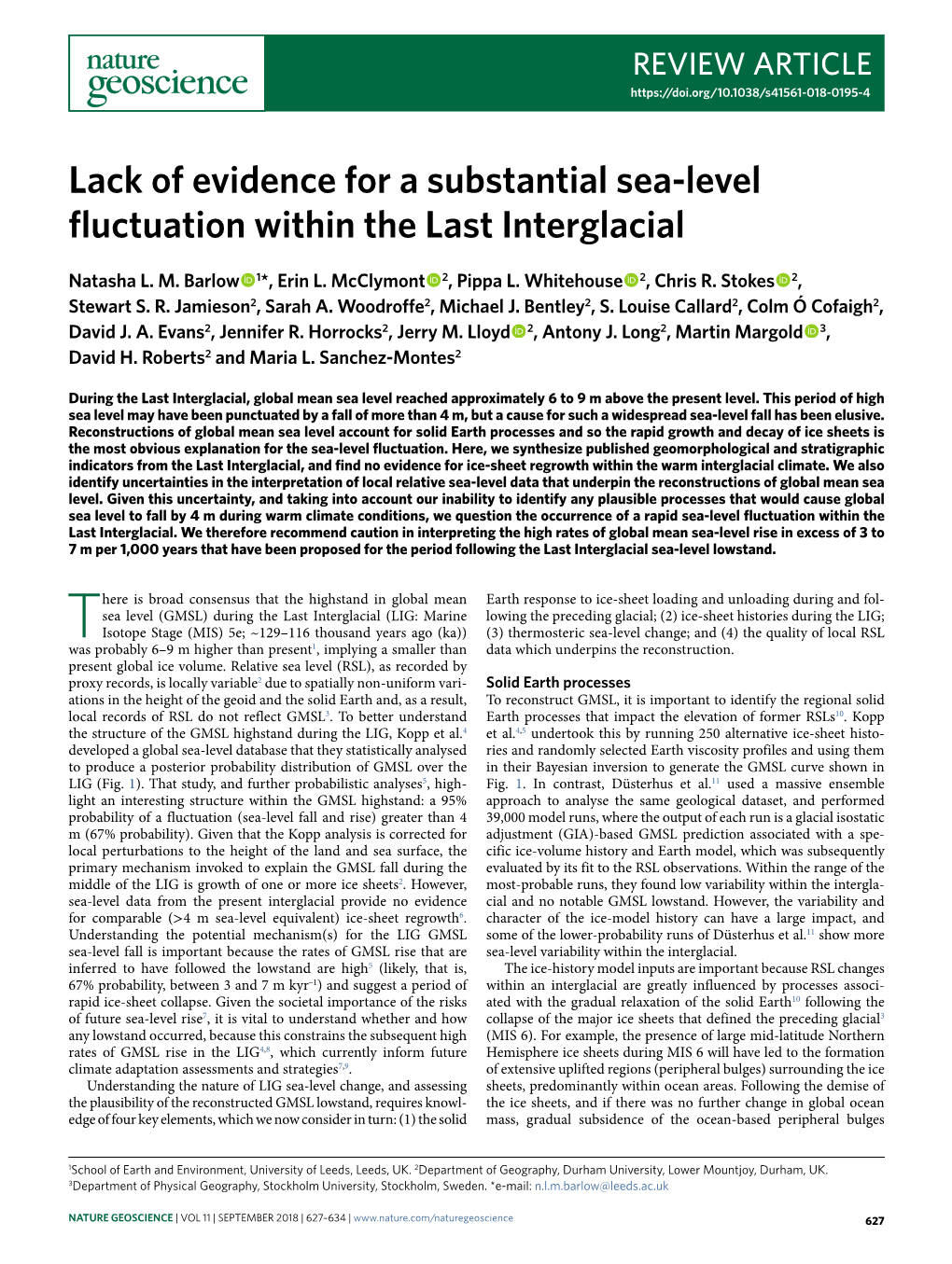 Lack of Evidence for a Substantial Sea-Level Fluctuation Within the Last Interglacial