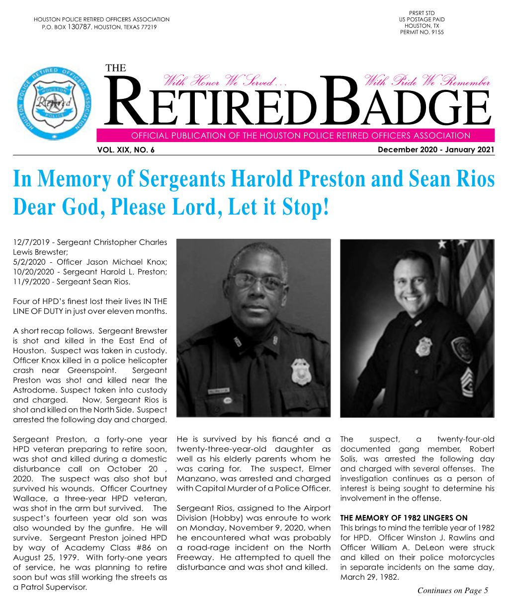 In Memory of Sergeants Harold Preston and Sean Rios Dear God, Please Lord, Let It Stop!