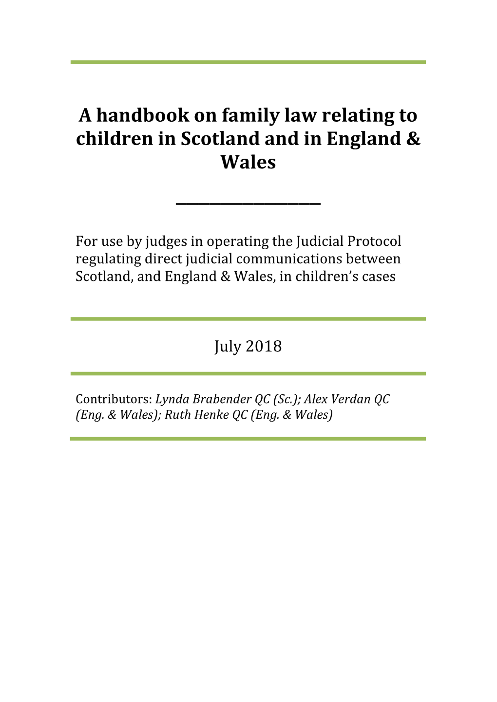 A Handbook on Family Law Relating to Children in Scotland and in England & Wales