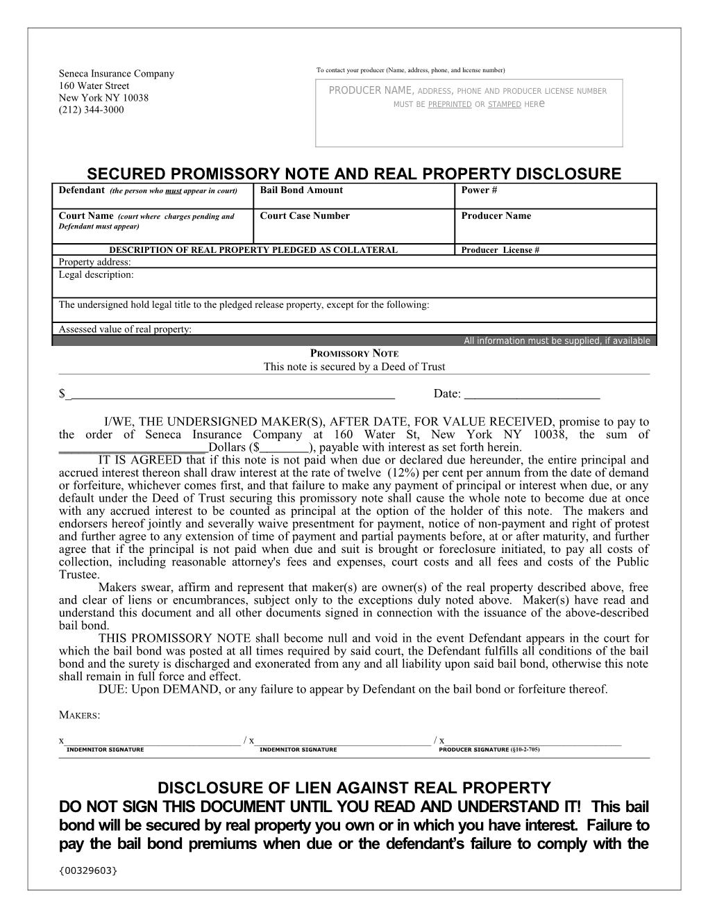 Consensus Form 4 Secured Note and Disclosure (00329603-4)