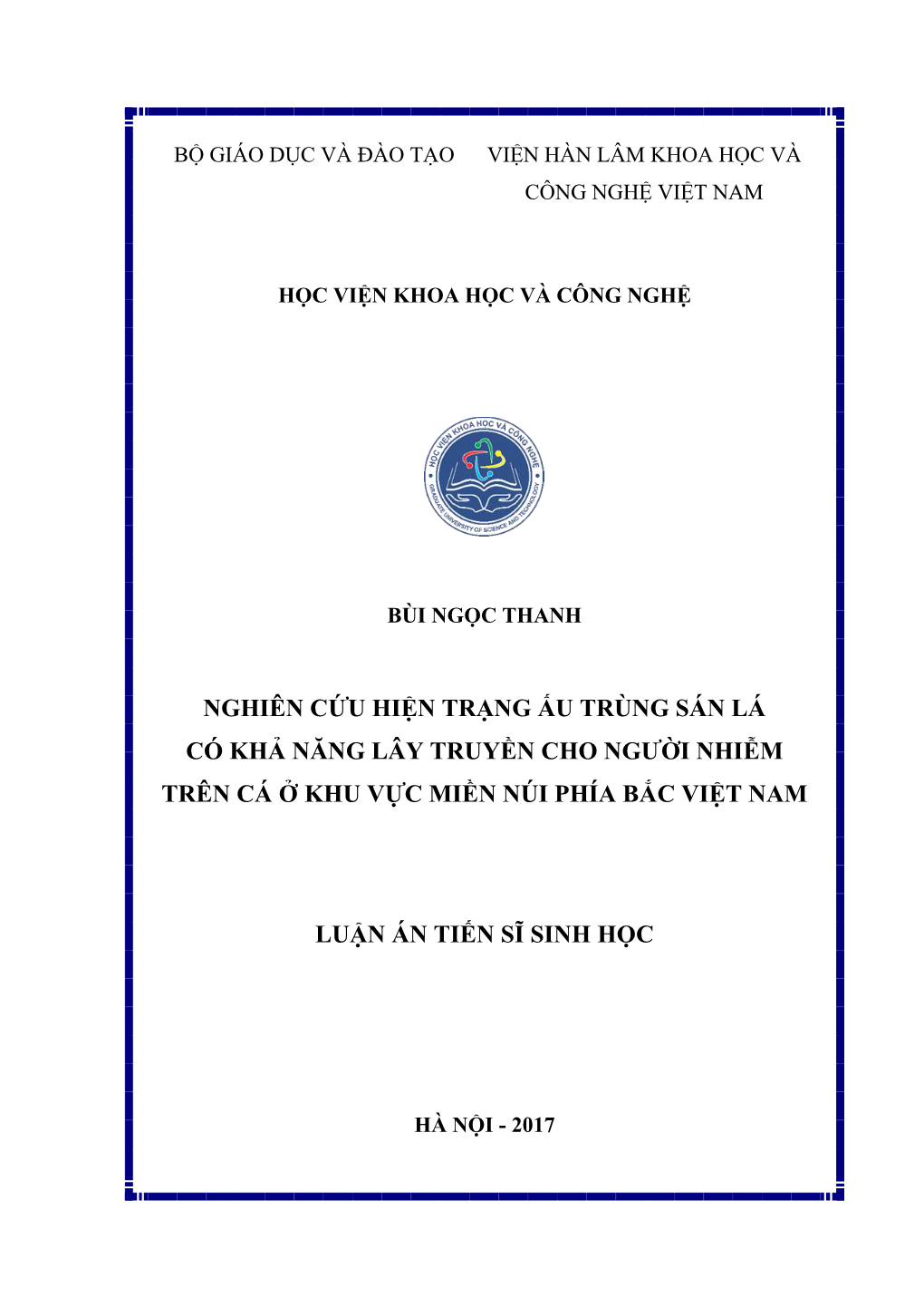 Nghiên Cứu Hiện Trạng Ấu Trùng Sán Lá Có Khả Năng Lây Truyền Cho Ngƣời Nhiễm Trên Cá Ở Khu Vực Miền Núi Phía Bắc Việt Nam