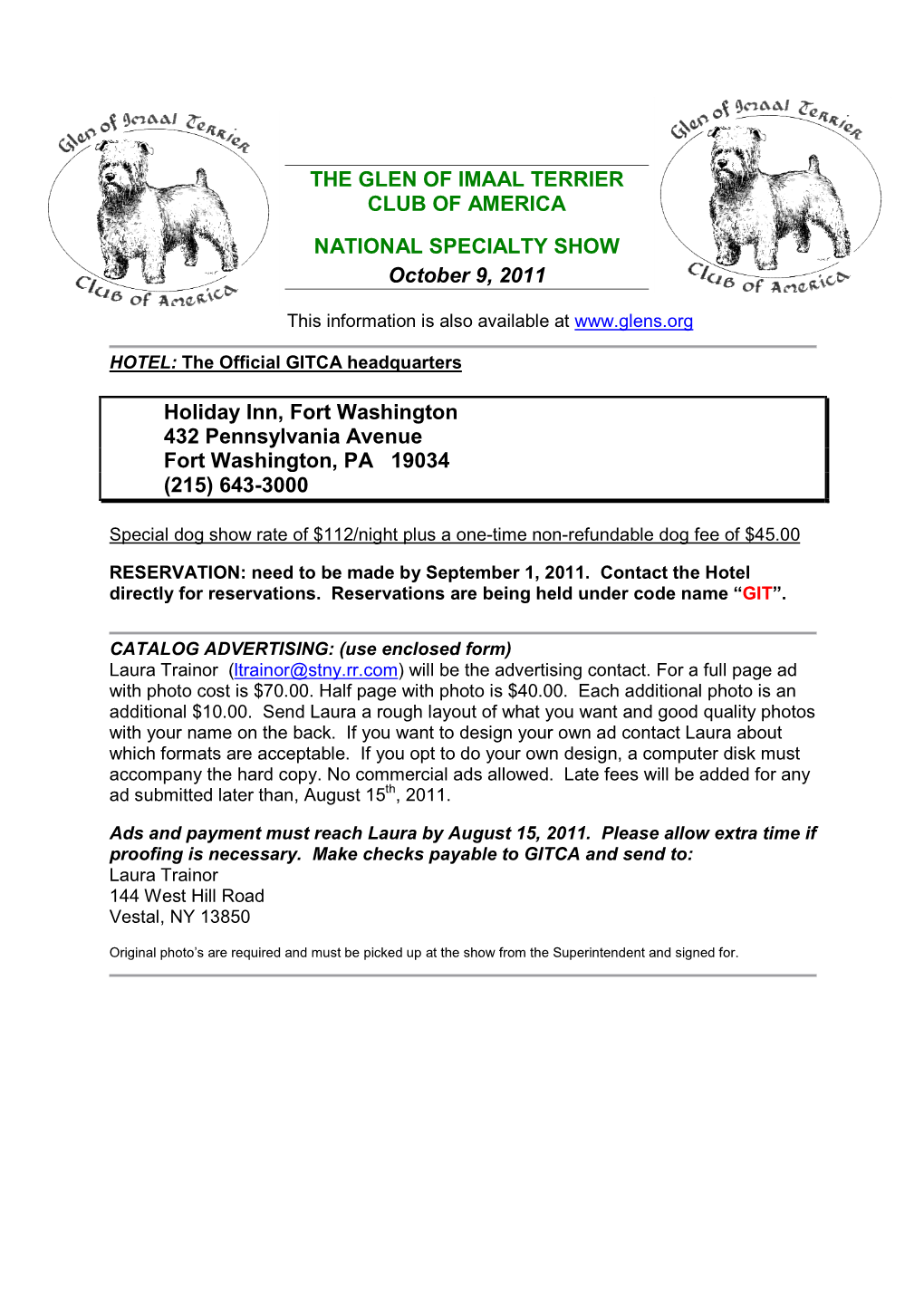 The Glen of Imaal Terrier Club of America National