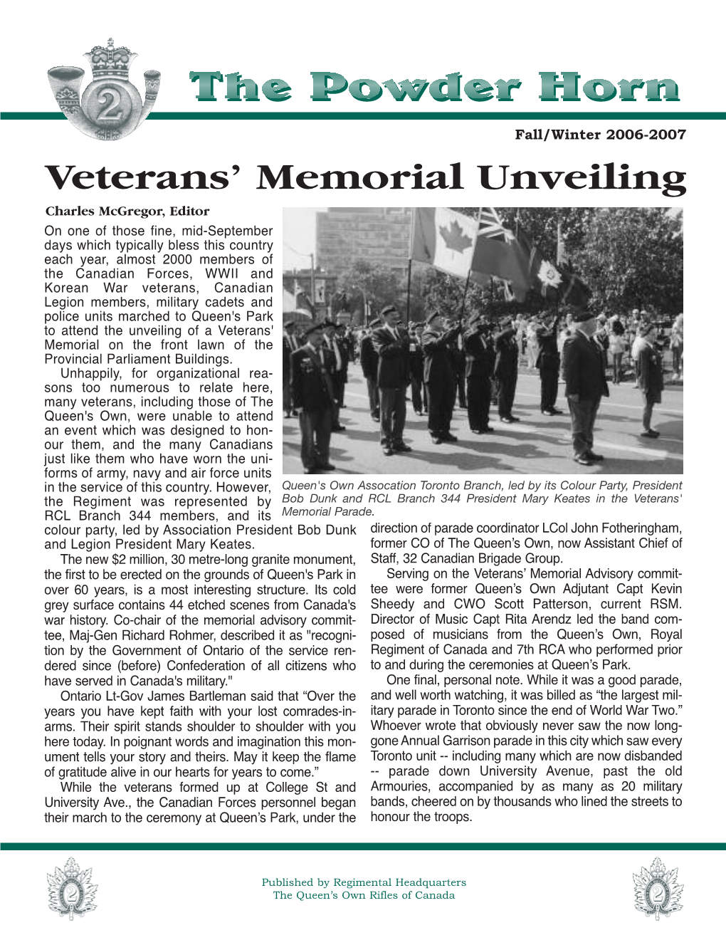 Veterans' Memorial Unveiling