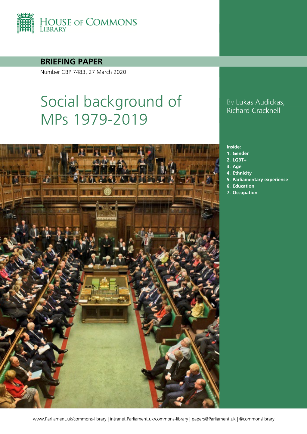 Social Background of Mps 1979-2019