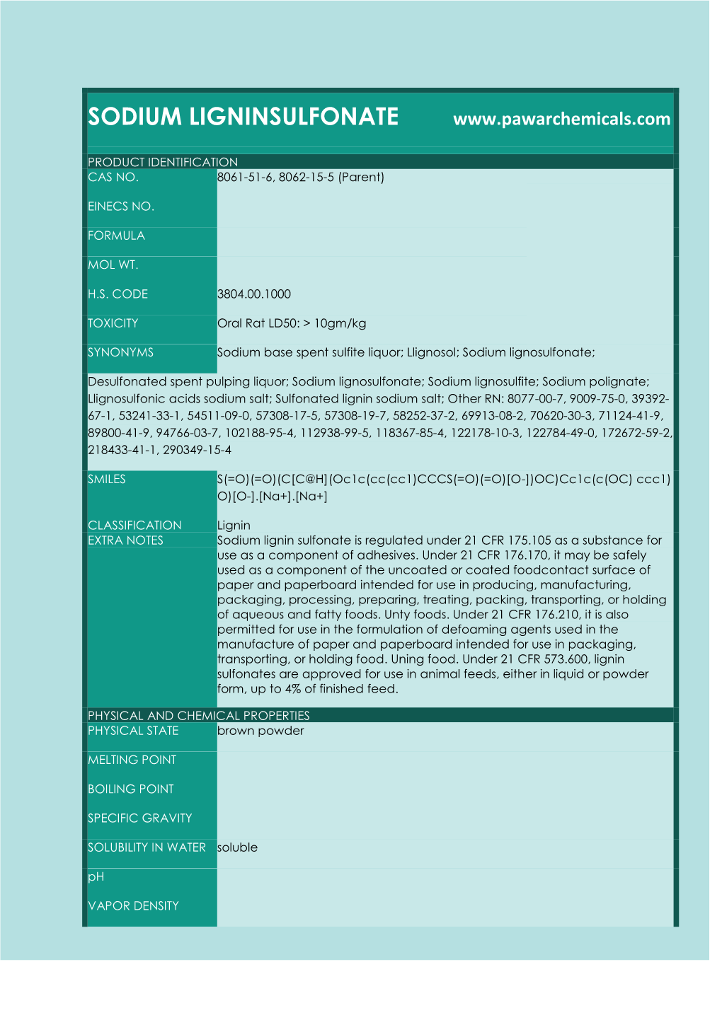 Sodium Lignosulphonate