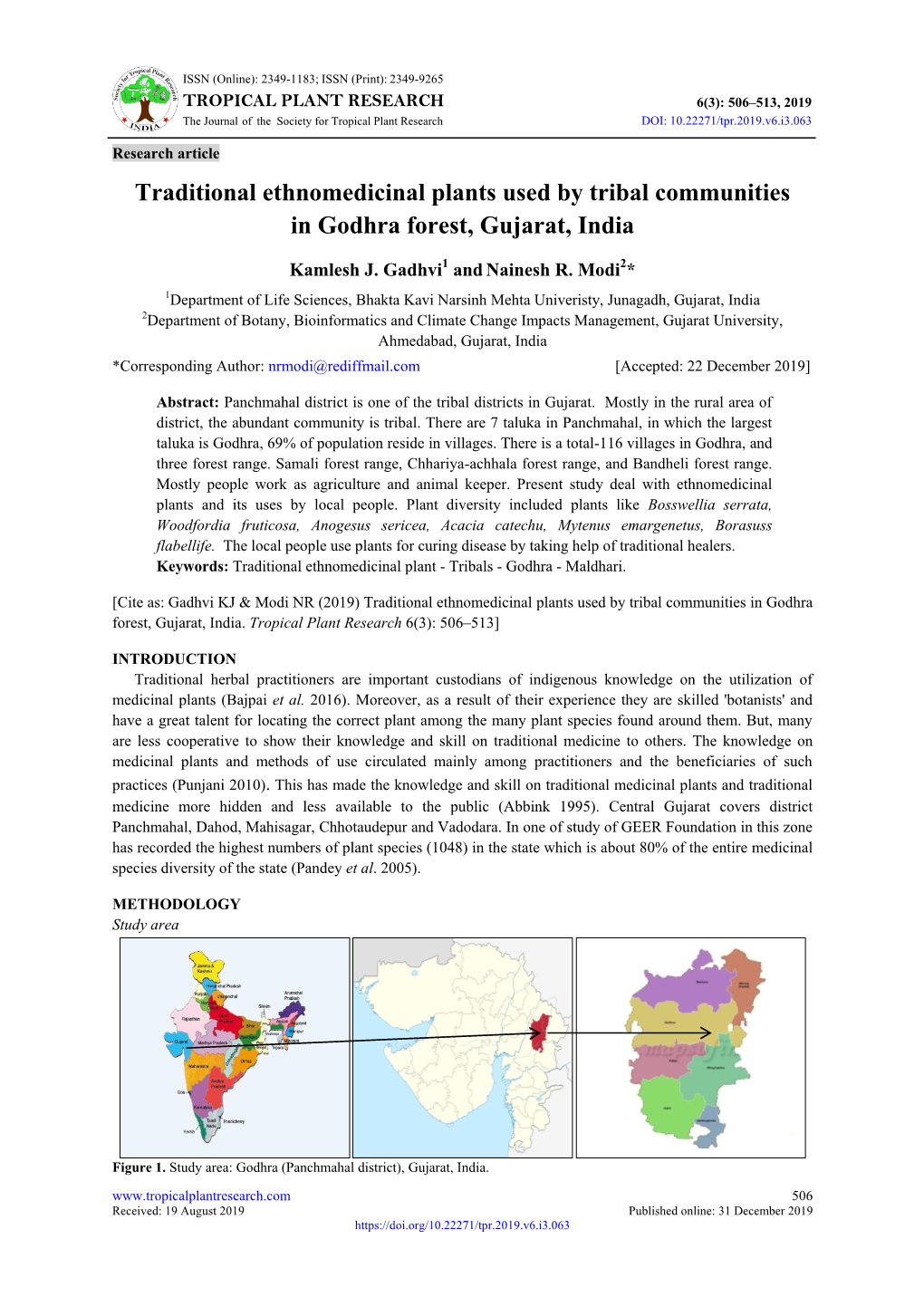 Traditional Ethnomedicinal Plants Used by Tribal Communities in Godhra Forest, Gujarat, India