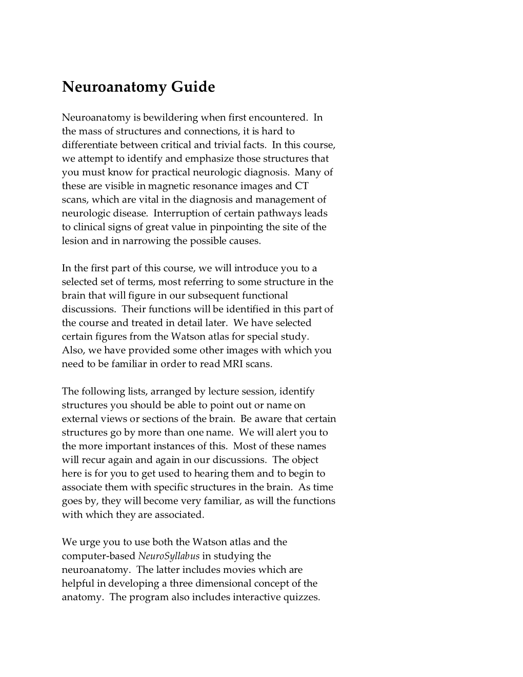 Neuroanatomy Guide