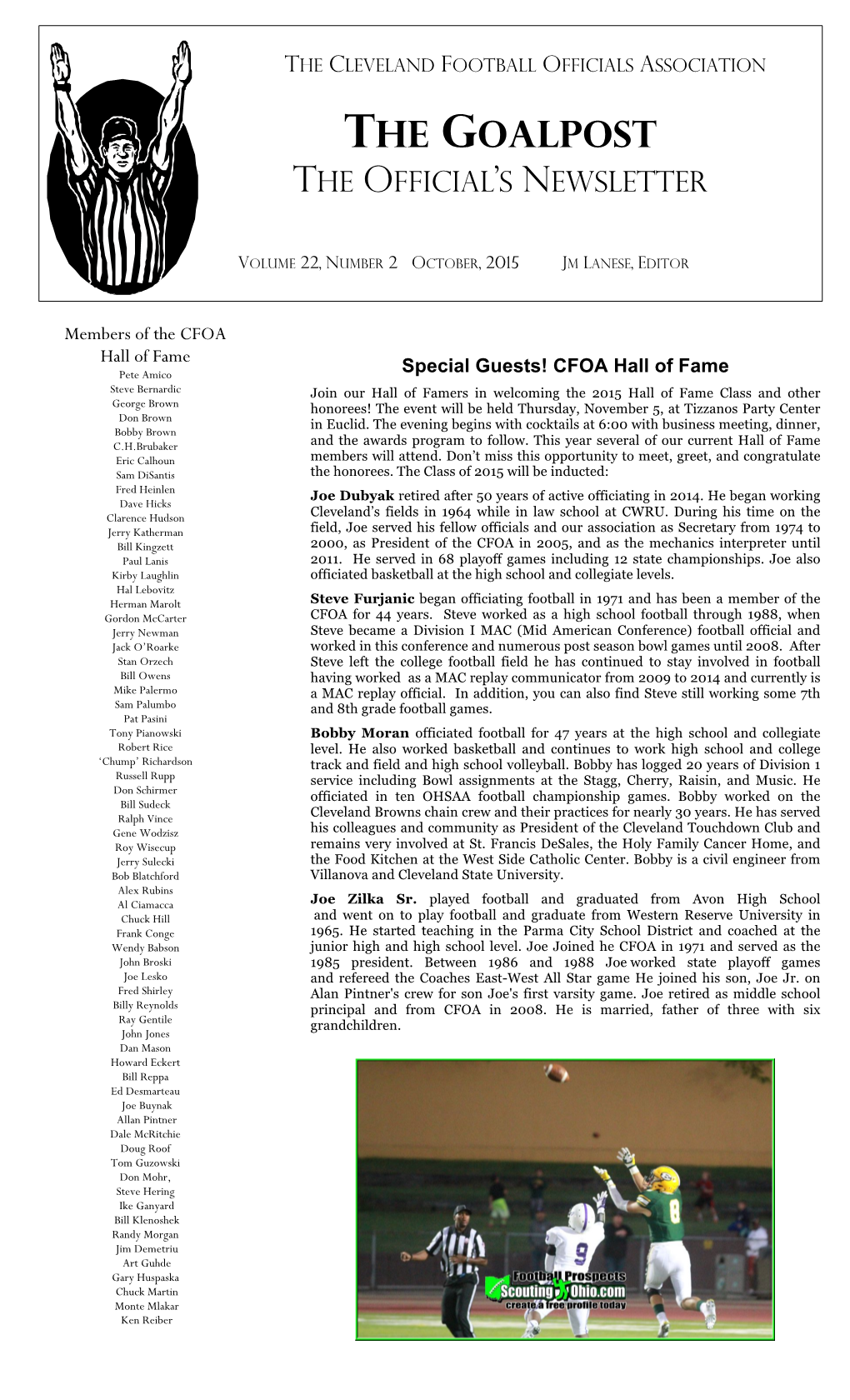 The Goalpost the Official’S Newsletter