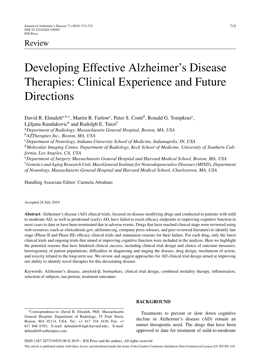 Developing Effective Alzheimer's Disease Therapies