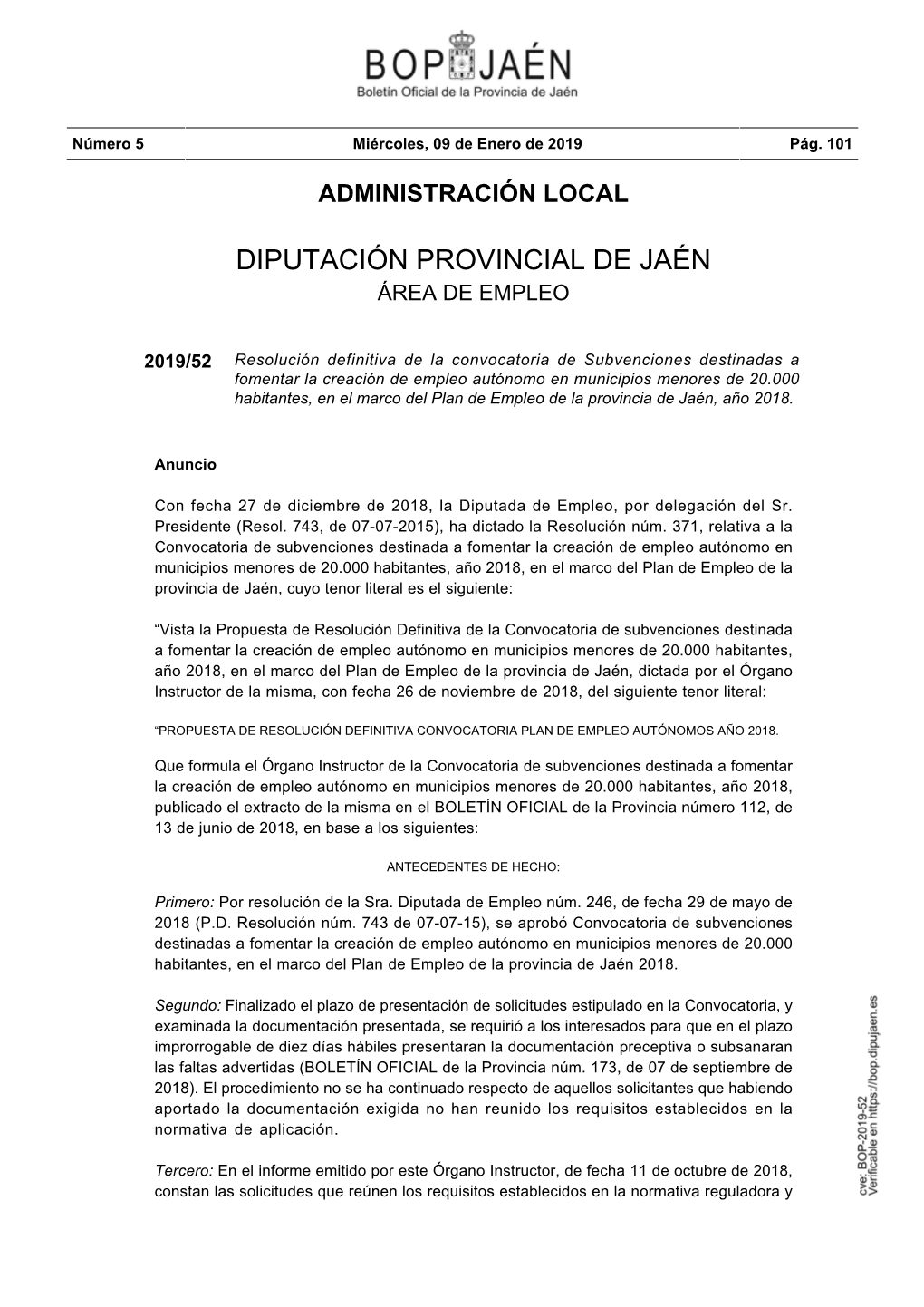 Diputación Provincial De Jaén Área De Empleo