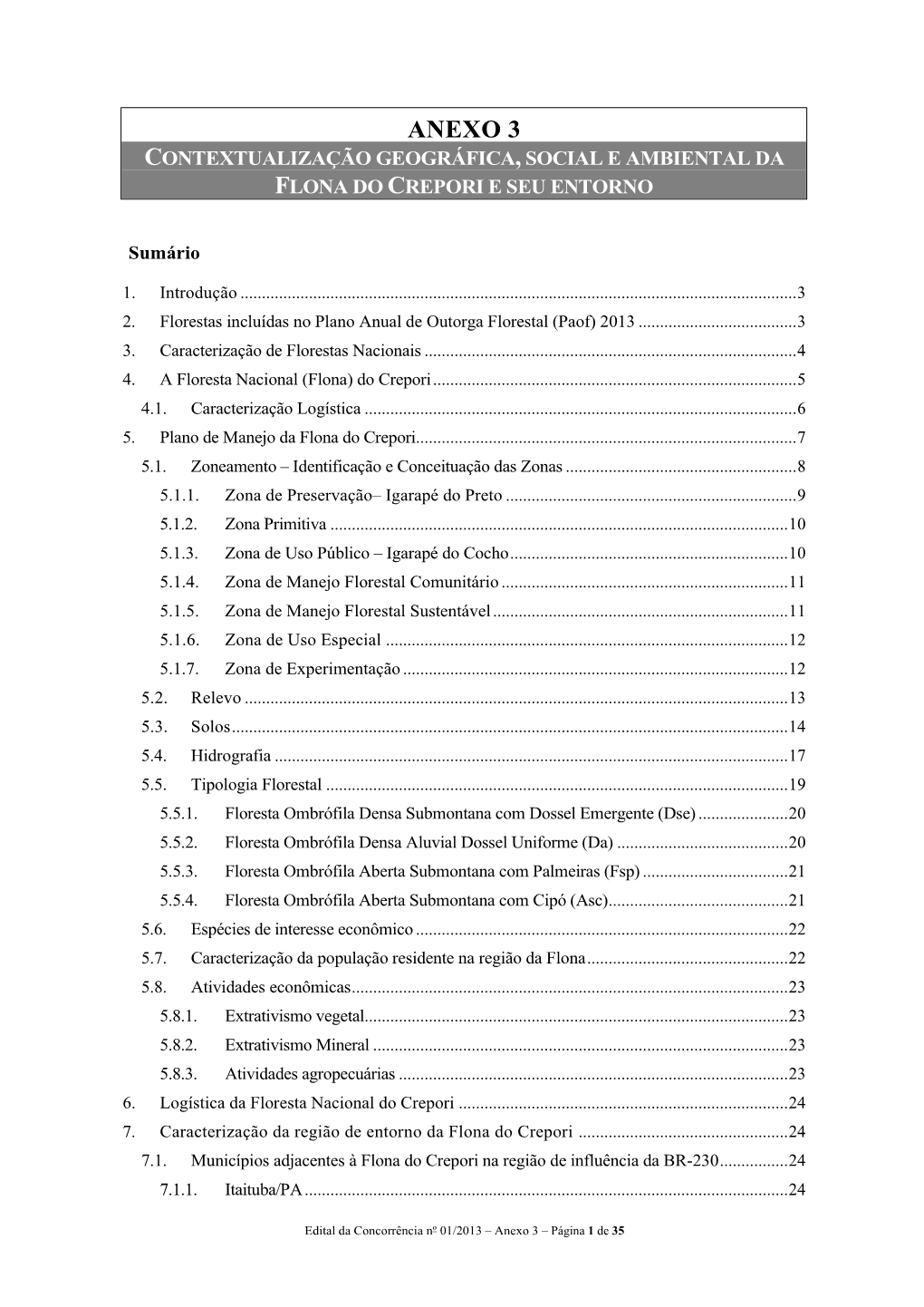Anexo 3 Contextualização Geográfica, Social E Ambiental Da Flona Do Crepori E Seu Entorno