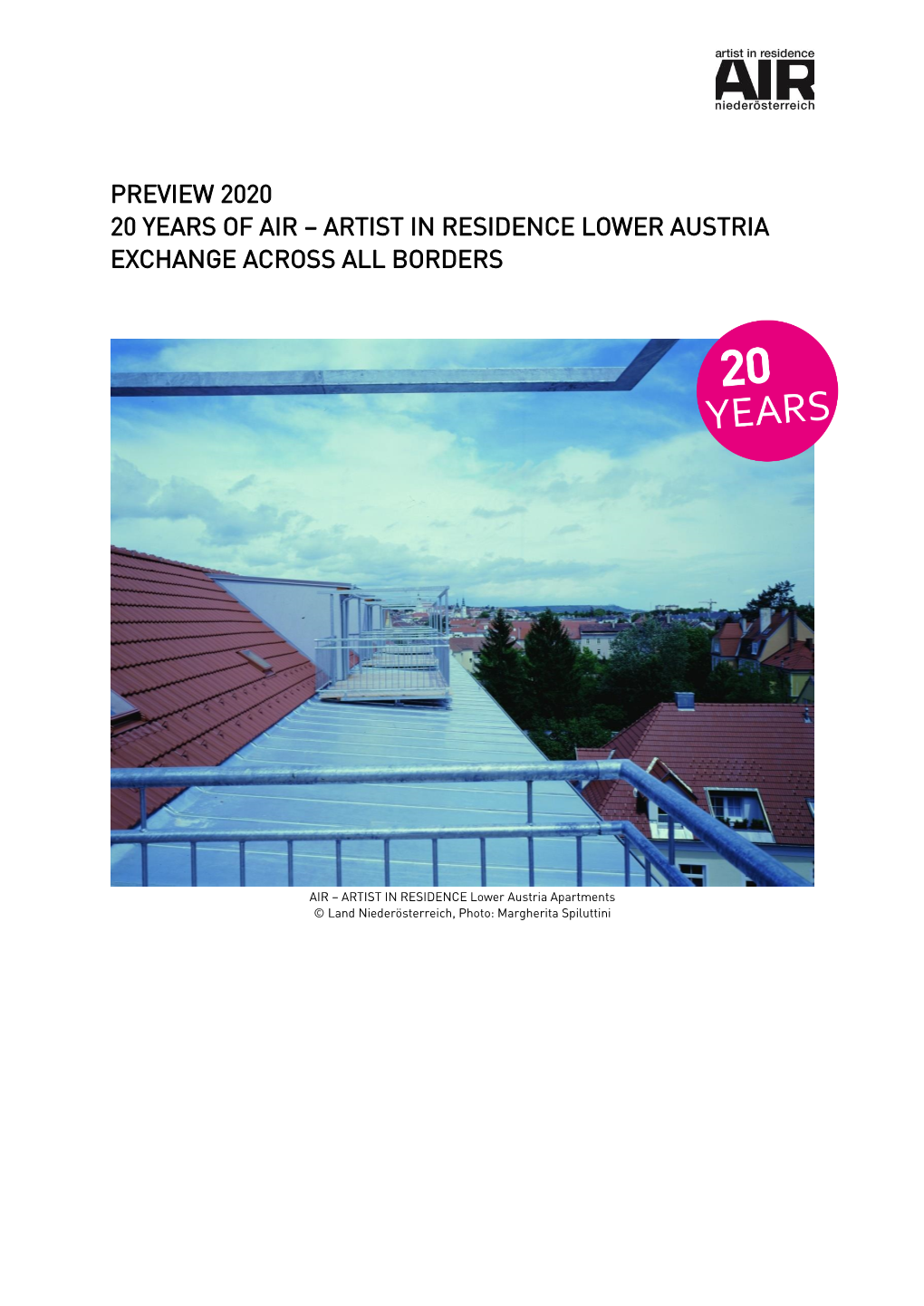 Preview 2020 20 Years of Air – Artist in Residence Lower Austria Exchange Across All Borders
