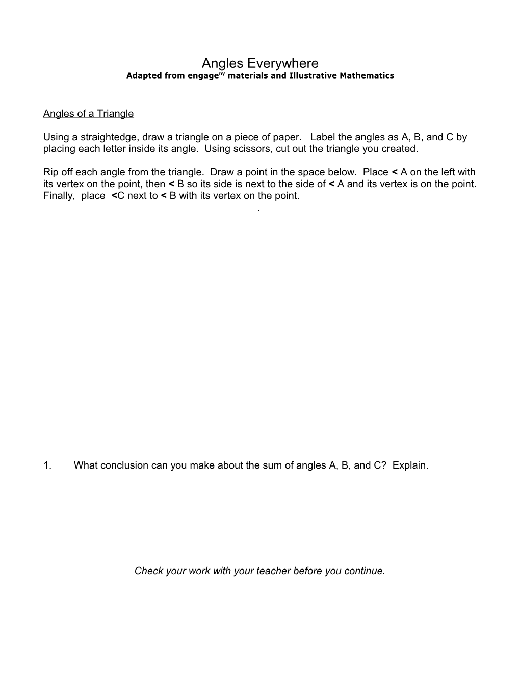 Adapted from Engageny Materials and Illustrative Mathematics s1