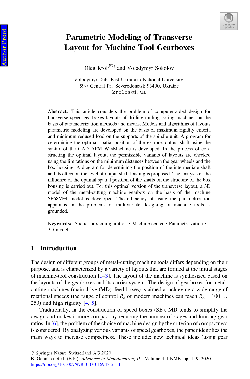 Parametric Modeling of Transverse Layout for Machine Tool Gearboxes