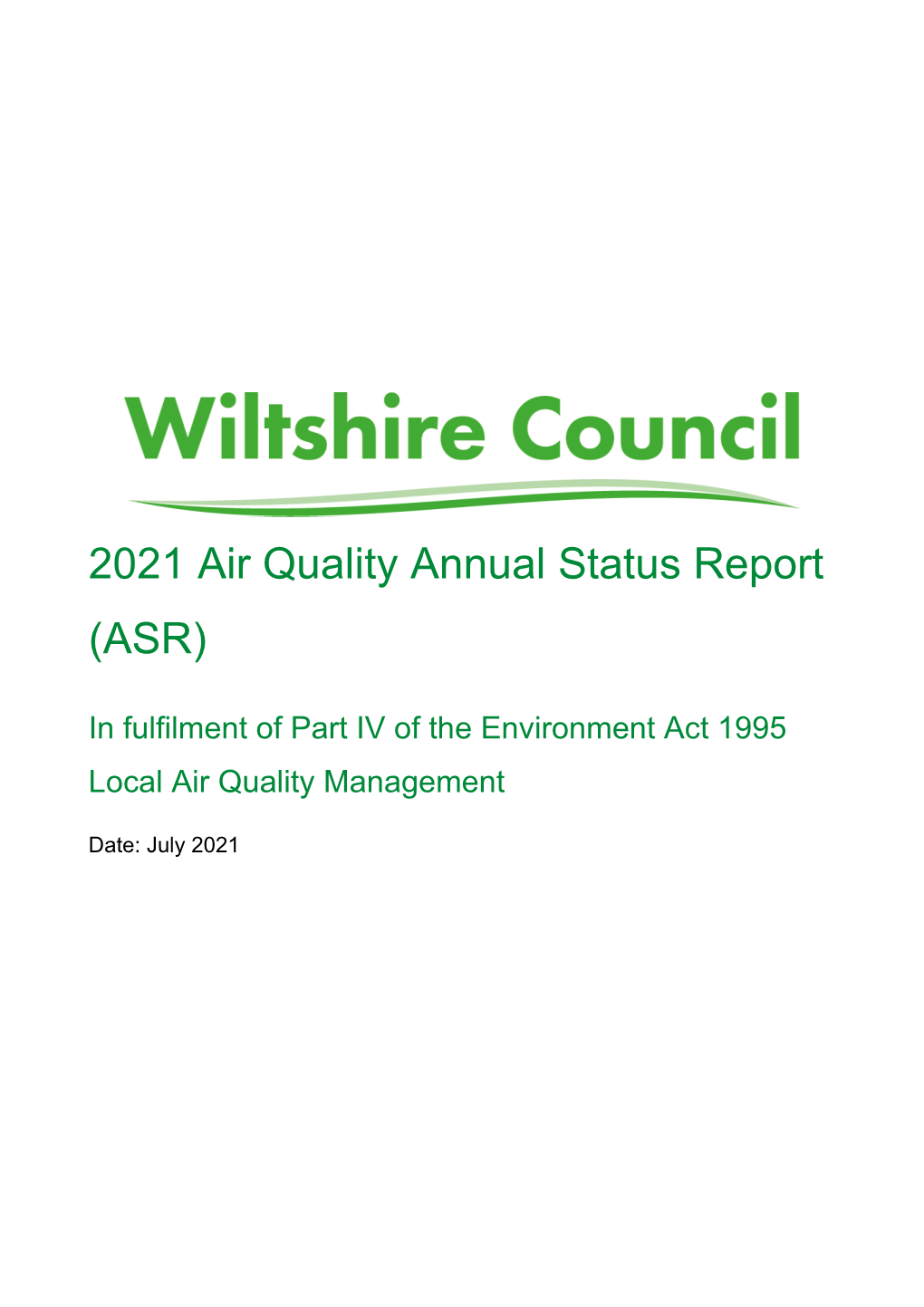 2021 Air Quality Annual Status Report (ASR)