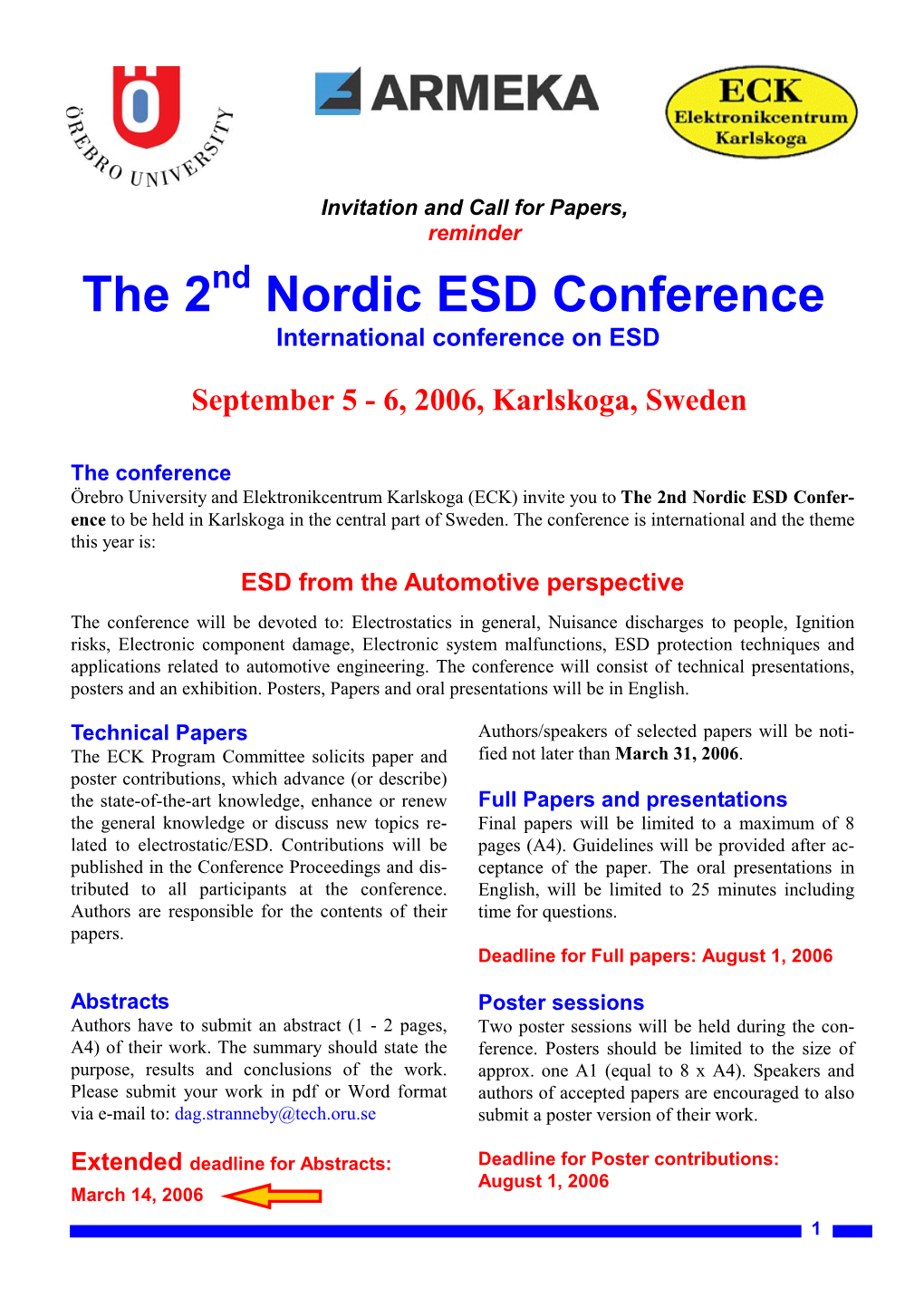 The 2 Nordic ESD Conference