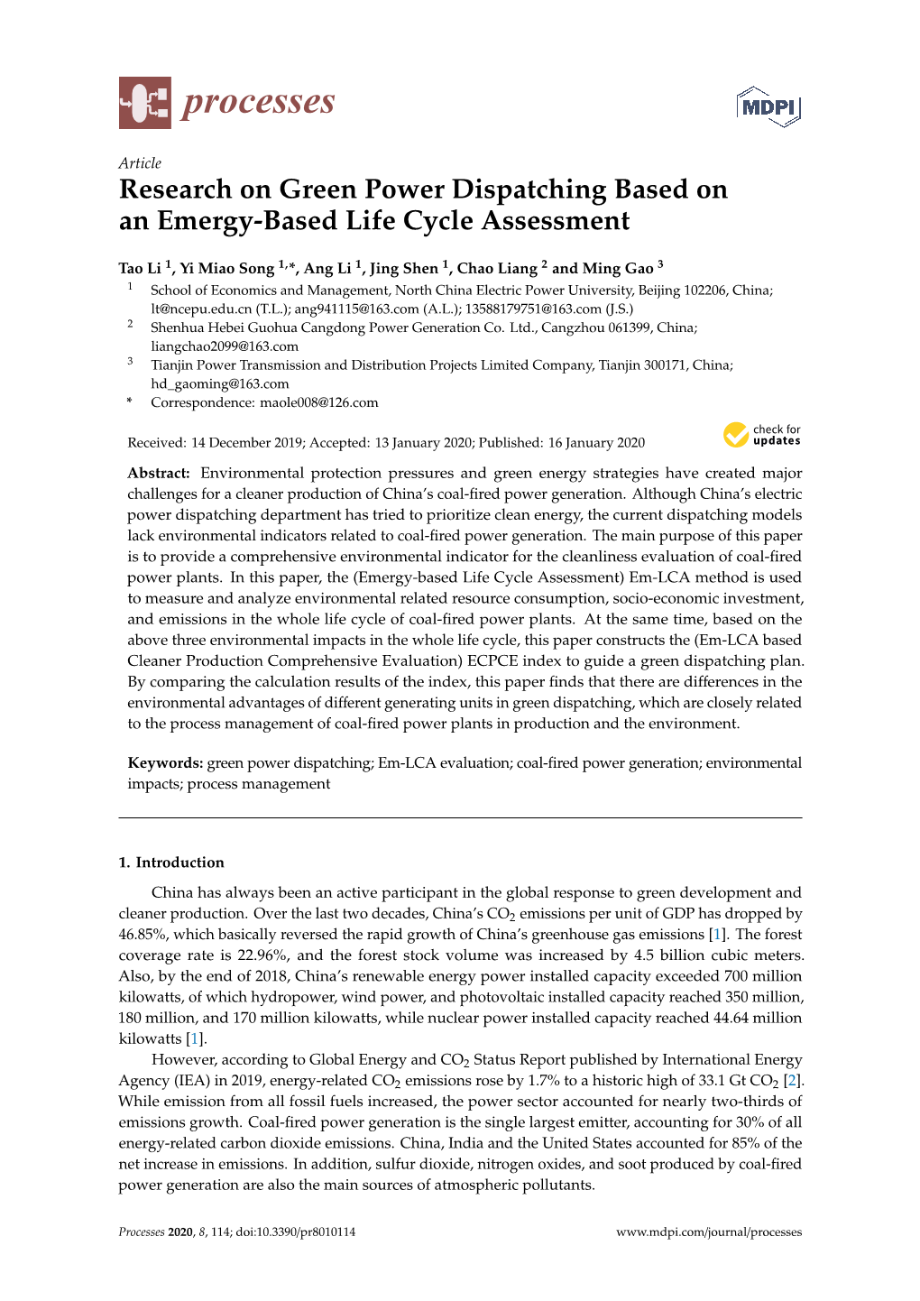 Research on Green Power Dispatching Based on an Emergy-Based Life Cycle Assessment