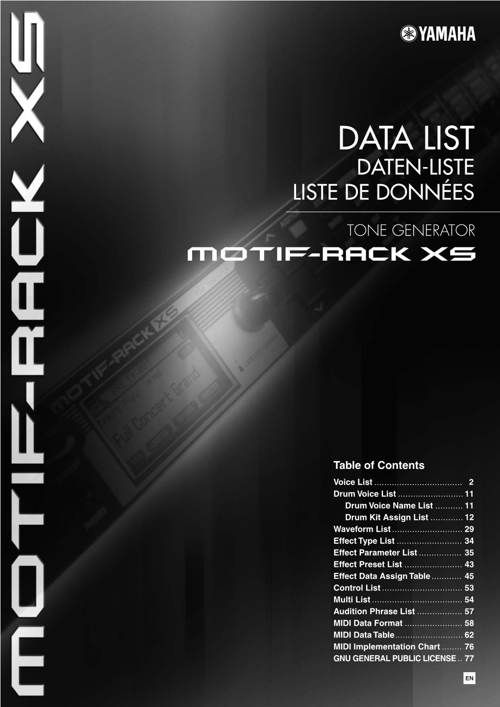 MOTIF-RACK XS Data List Voice List