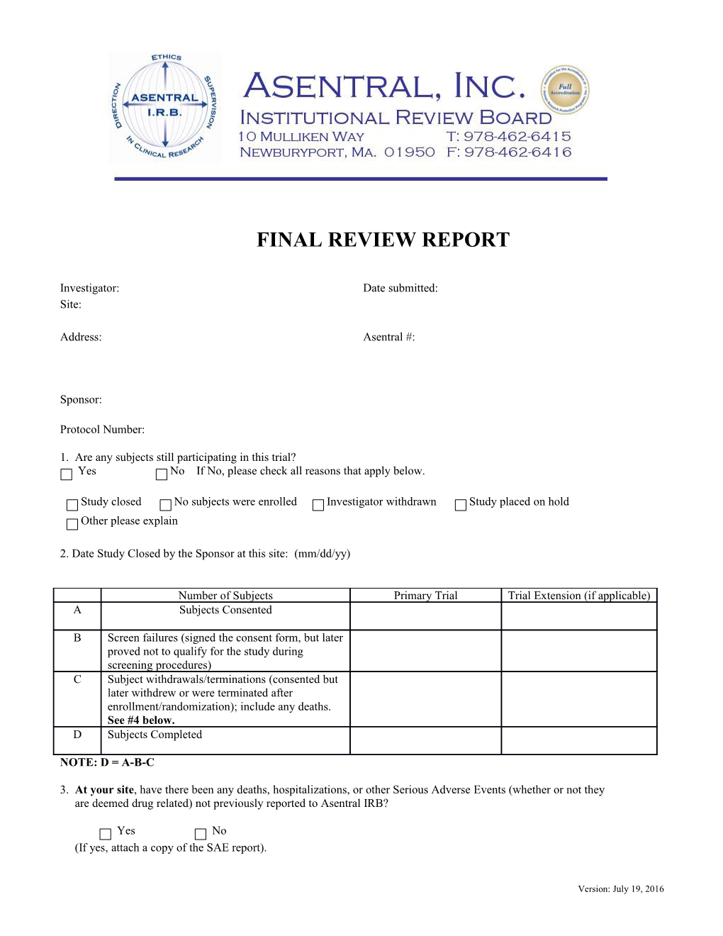 Final Review Report