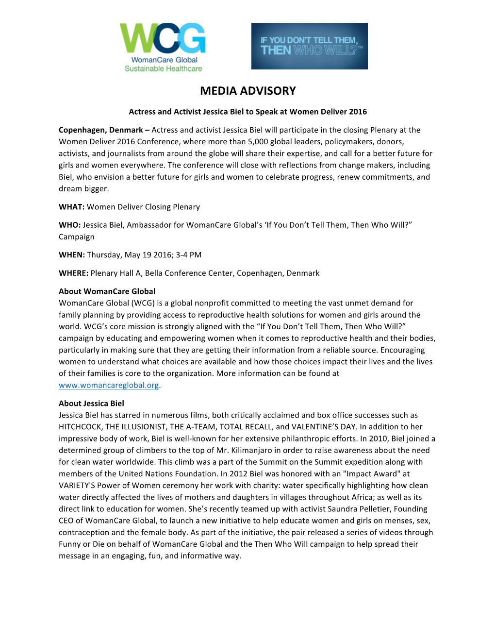 Media Advisory