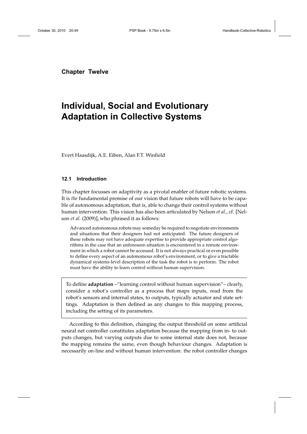 Individual, Social and Evolutionary Adaptation in Collective Systems