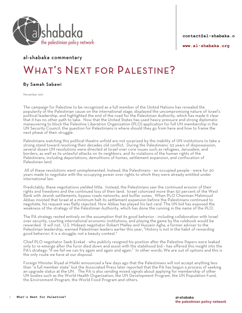 What's Next for Palestine? | Al-Shabaka Commentary