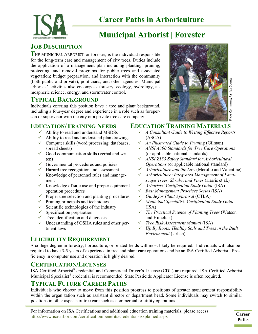 Municipal Arborist | Forester JOB DESCRIPTION