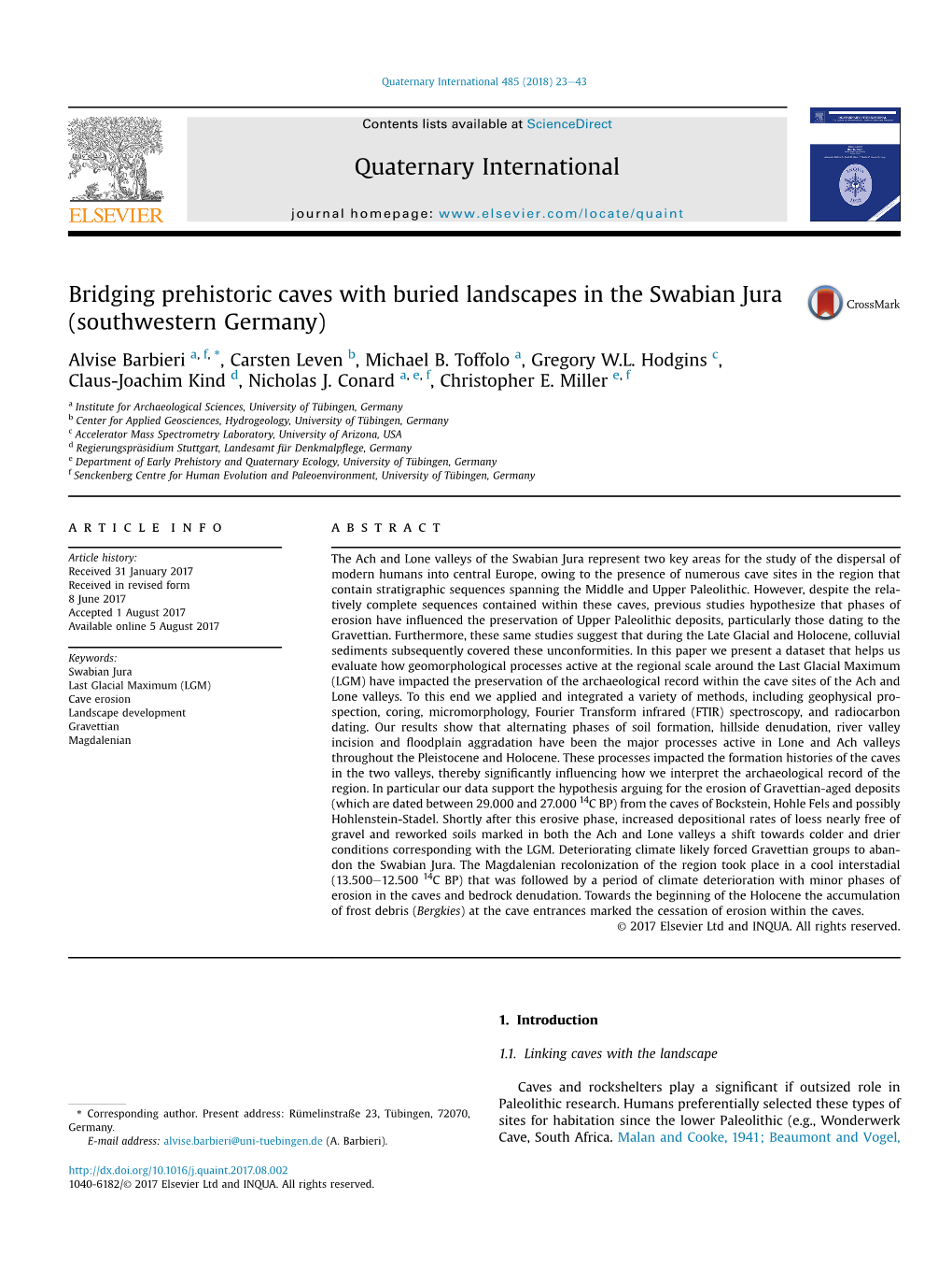 Bridging Prehistoric Caves with Buried Landscapes in the Swabian Jura (Southwestern Germany)