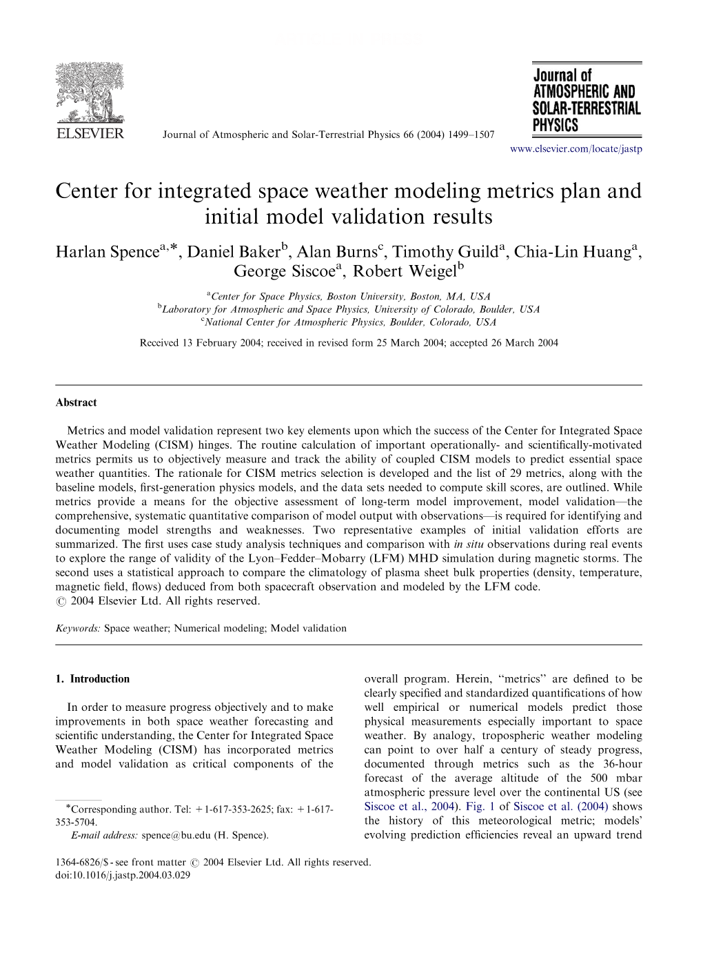 Center for Integrated Space Weather Modeling Metrics Plan and Initial