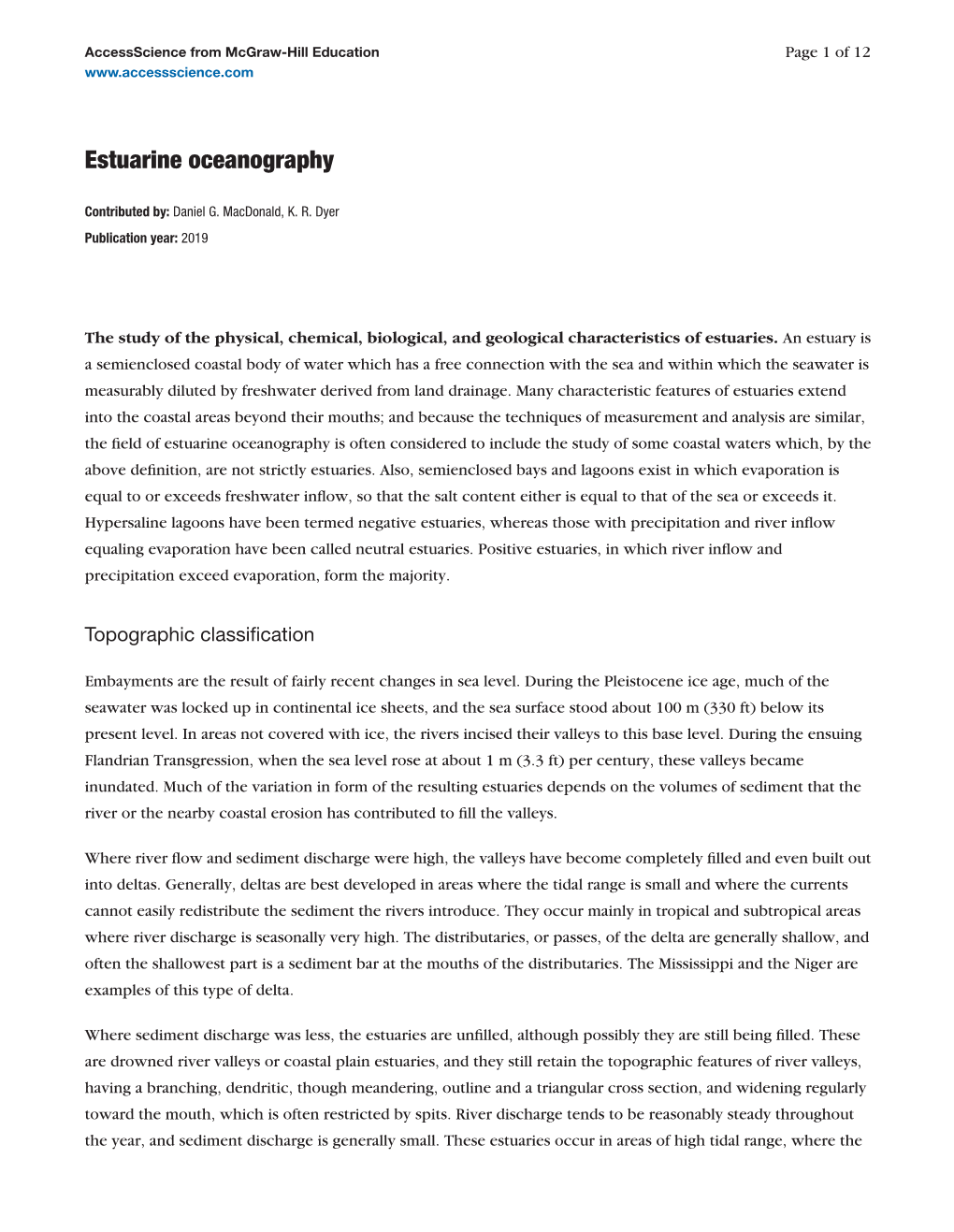 Estuarine Oceanography