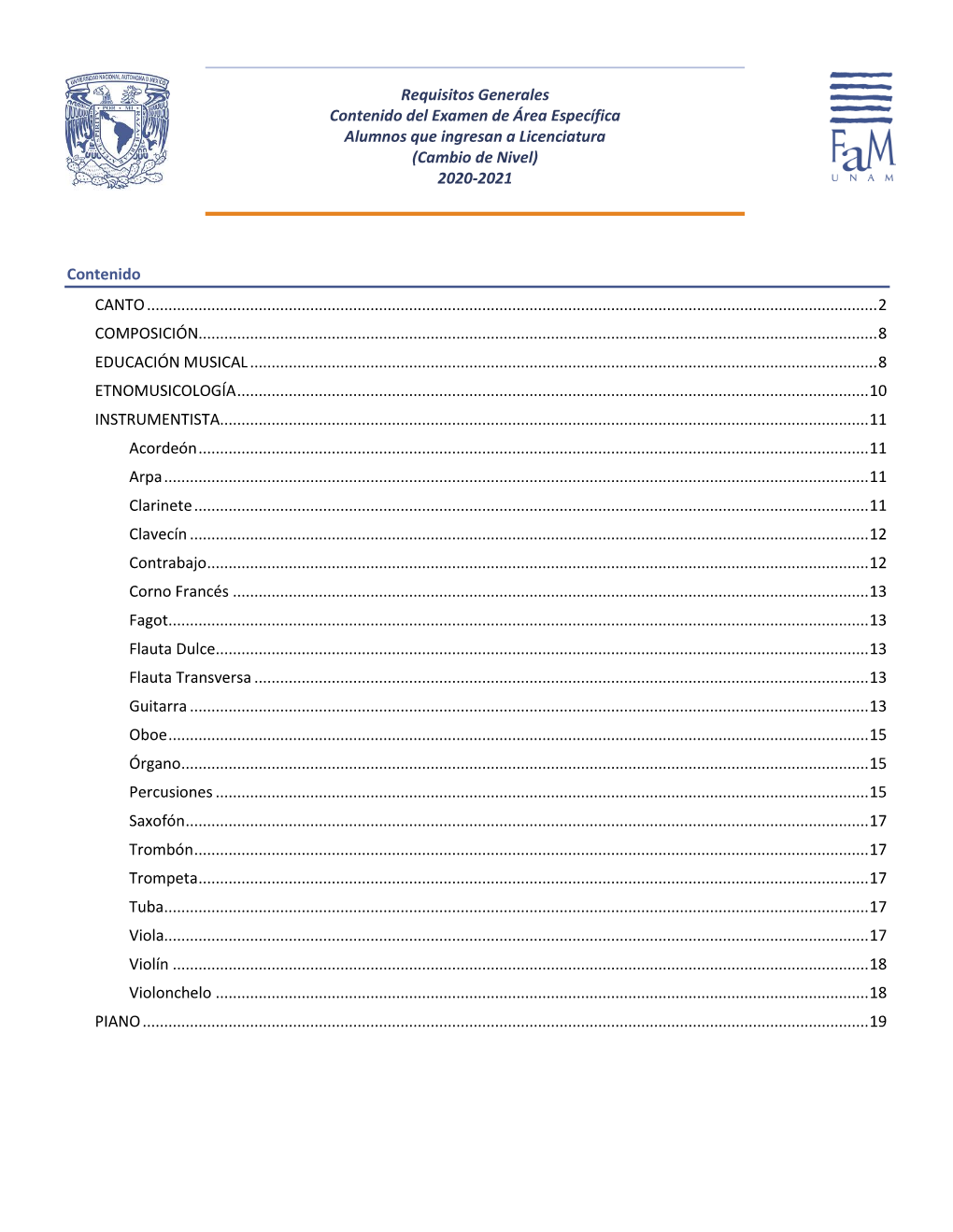 Requisitos Generales Contenido Del Examen De Área Específica Alumnos Que Ingresan a Licenciatura (Cambio De Nivel) 2020-2021