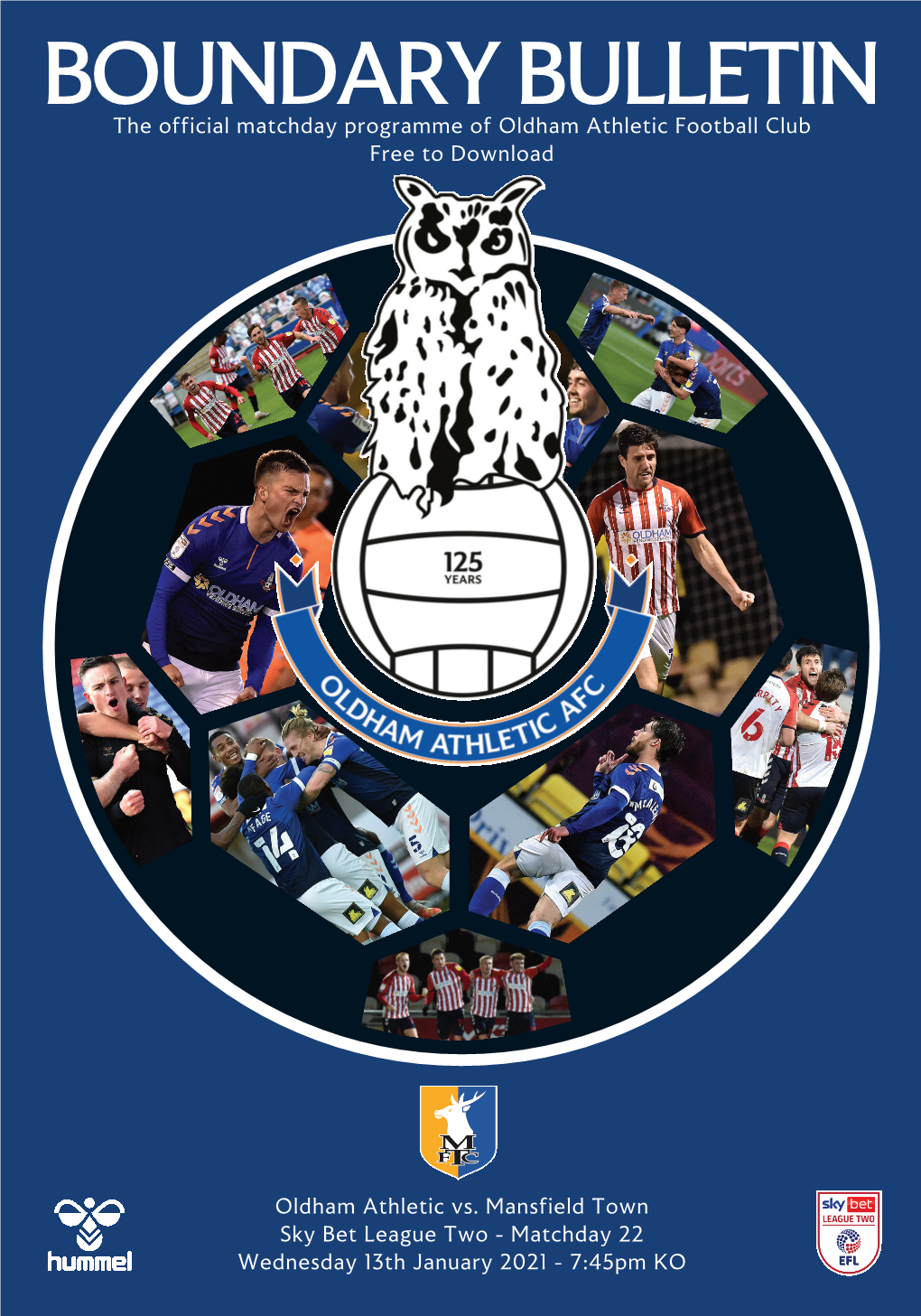 BOUNDARY BULLETIN the Official Matchday Programme of Oldham Athletic Football Club Free to Download