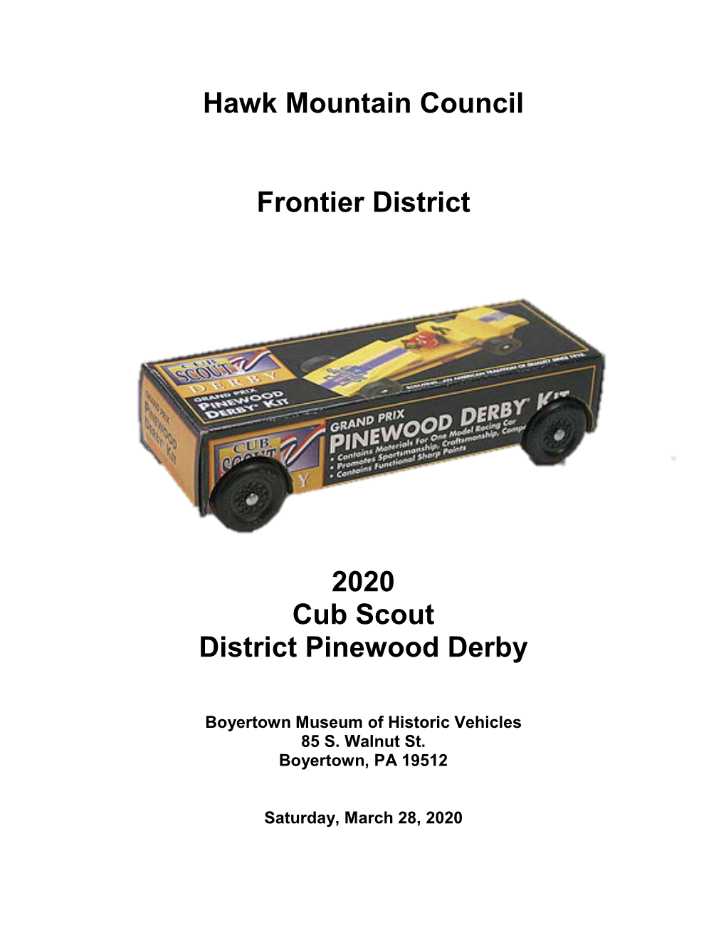 Hawk Mountain Council Frontier District 2020 Cub Scout District