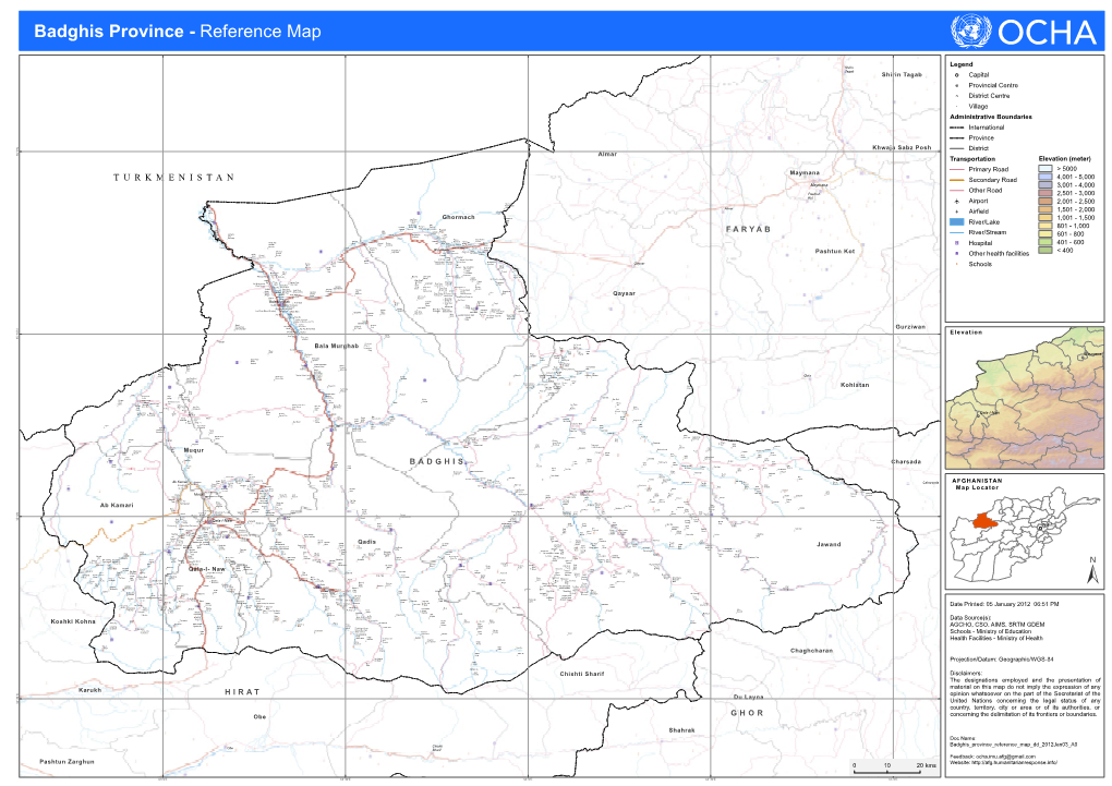 Badghis Province - Reference Map