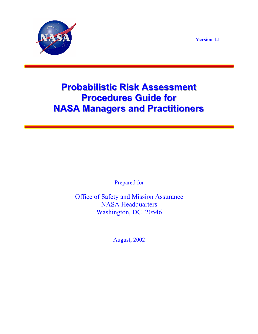 NASA PRA Procedures Guide August 2002