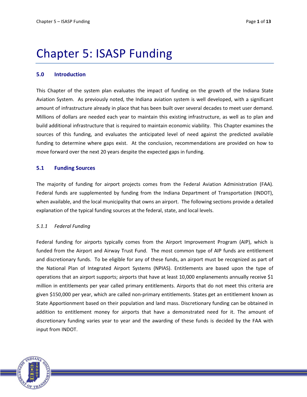 Chapter 5: ISASP Funding