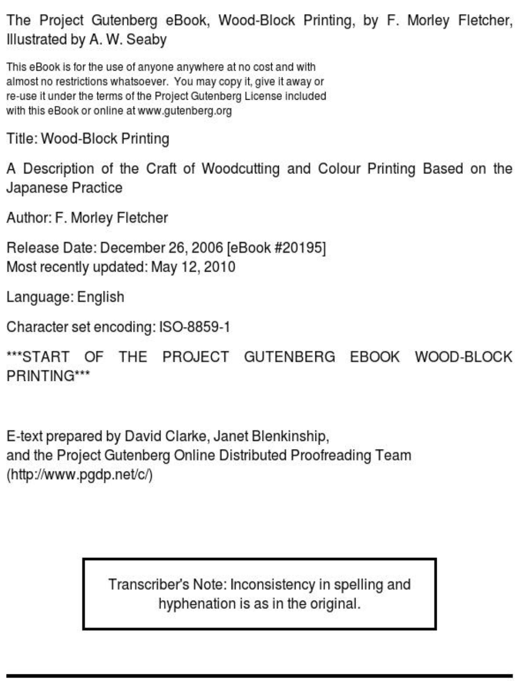 Wood-Block Printing / a Description of the Craft of Woodcutting and Colour